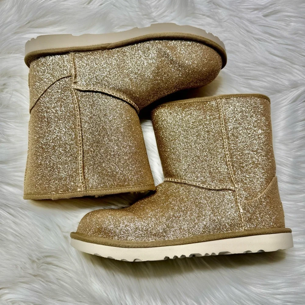UGG Sparkling Gold Boots Big Girl Size 6 New